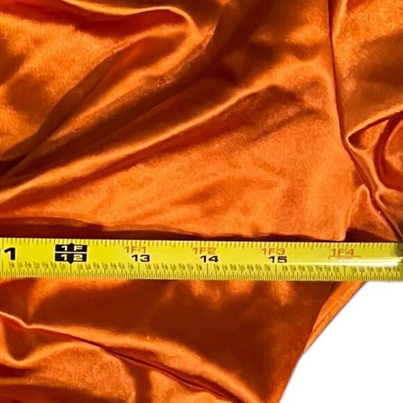 SHEIN Orange Satin Twist-Front Satin Midi Dress L Cutout Long Sleeve Slit - Picture 6 of 10